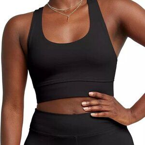 Hanes black longline cotton racerback sports stretch comfort bra women's Medium